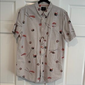 Globe Gray Sushi Print Button Down Shirt
